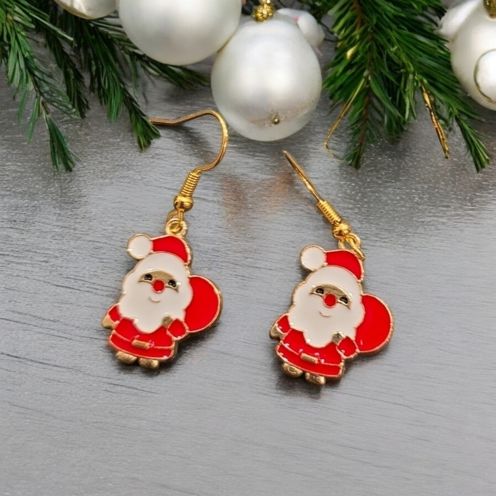 Santa Holiday Festive Dangle Earrings
